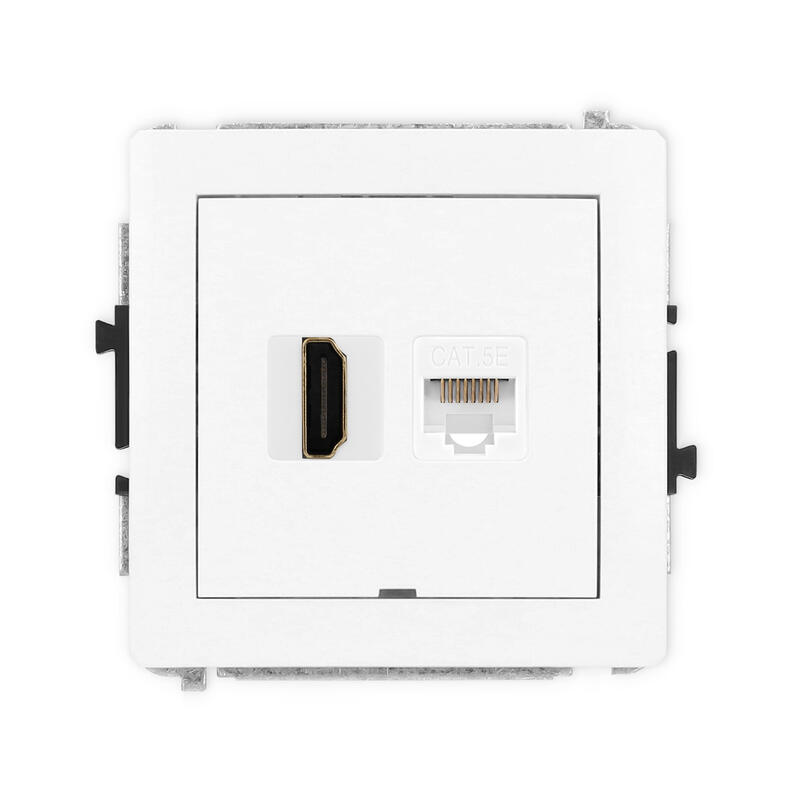 DECO 4K HDMI 2.0 vienas ligzdas mehānisms + vienas datora ligzdas mehānisms 1xRJ45, kat. 5e, 8 kontakti - Image 1
