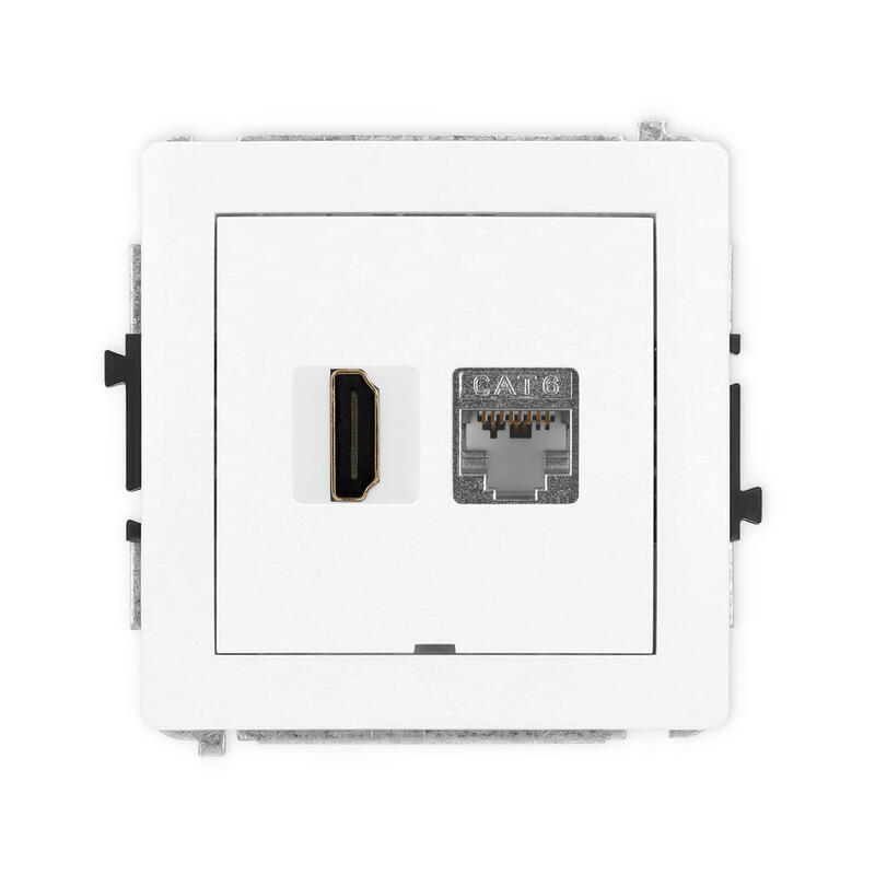 DECO 4K HDMI 2.0 vienas ligzdas mehānisms + vienas datora ligzdas mehānisms 1xRJ45, kat. 6, ekranēts, 8 kontakti - Image 1