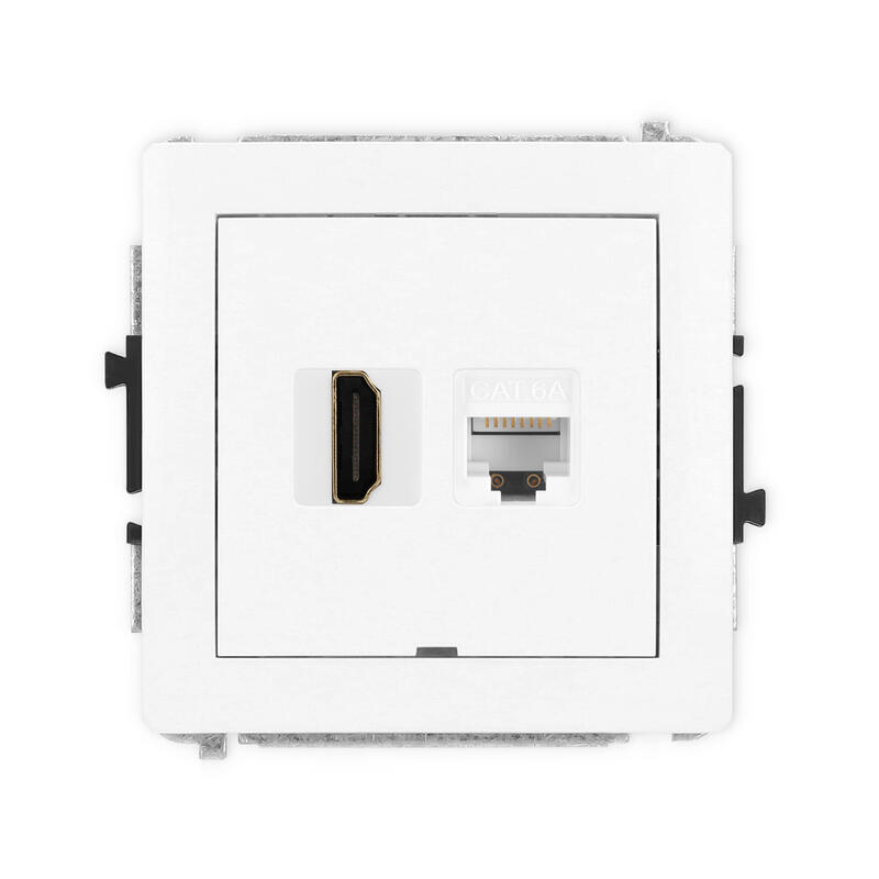 DECO 4K HDMI 2.0 vienas ligzdas mehānisms + vienas datora ligzdas mehānisms 1xRJ45, kat. 6A, 8 kontakti - Image 1