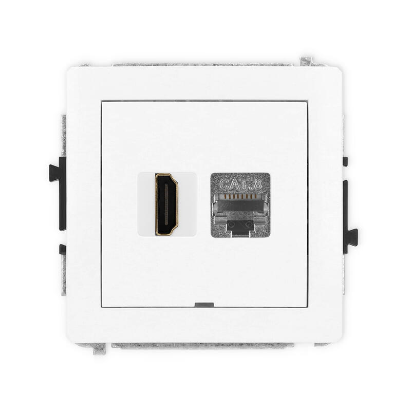 DECO 8K HDMI 2.1 vienas ligzdas mehānisms + vienas datora ligzdas mehānisms 1xRJ45, kat. 8, ekranēts, 8 kontakti - Image 1