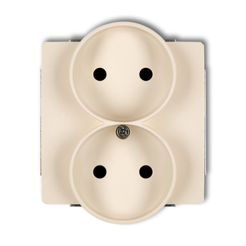 DECO Divkārša kontaktligzda uz rāmja DECO Soft bez 2x2P zemējuma mehānisma (ar paaugstinātu kontakta aizsardzību/aizslēgu) - Image 1