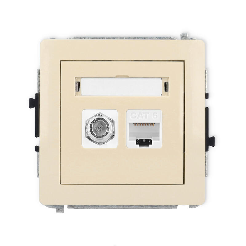 DECO Viena antenas F tipa ligzda (SAT) + viena datora ligzdas mehānisms 1xRJ45, kat. 6, 8 kontakti - Image 1