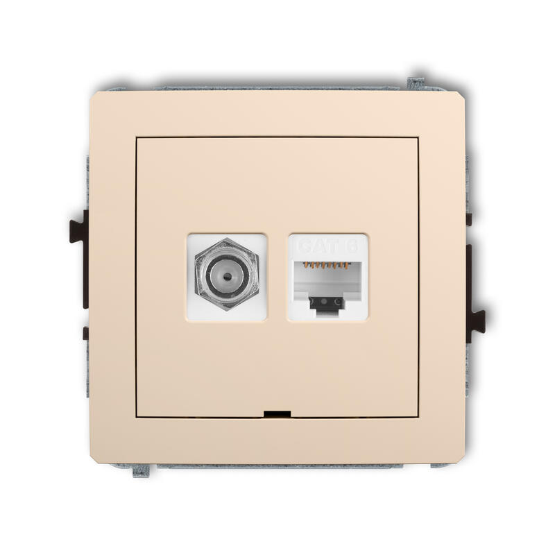 DECO Viena antenas F tipa ligzda (SAT) + viena datora ligzdas mehānisms 1xRJ45, kat. 6, 8 kontakti, bez apraksta lauka - Image 1