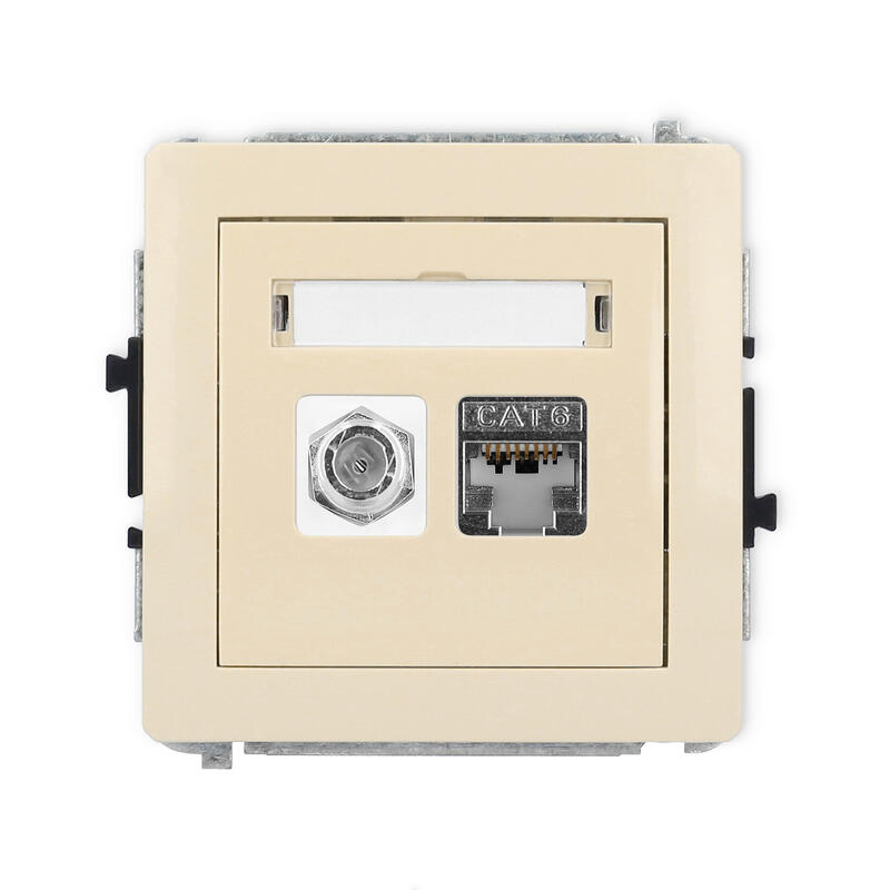 DECO Viena antenas F tipa ligzda (SAT) + viena datora ligzdas mehānisms 1xRJ45, kat. 6, ekranēta, 8 kontakti - Image 1