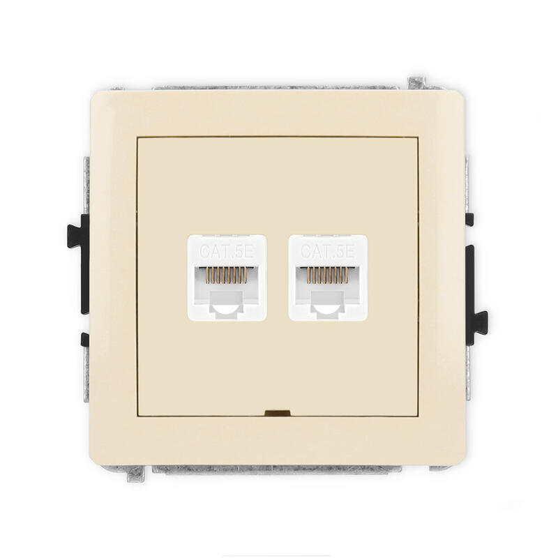 DECO Divkāršs datora ligzdas mehānisms 2xRJ45, kat. 5e, 8 kontakti, bez apraksta lauka - Image 1