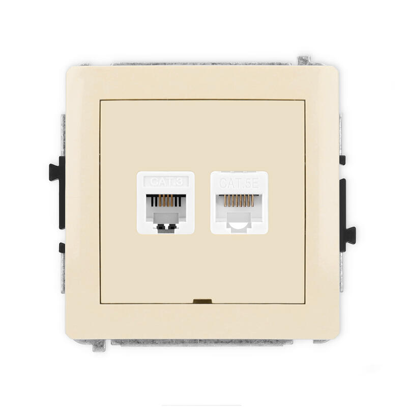 DECO Viena telefona ligzda 1xRJ11, bez instrumentu palīdzības + viena datora ligzdas mehānisms 1xRJ45, kat. 5e, 8 kontakti, bez apraksta lauka - Image 1