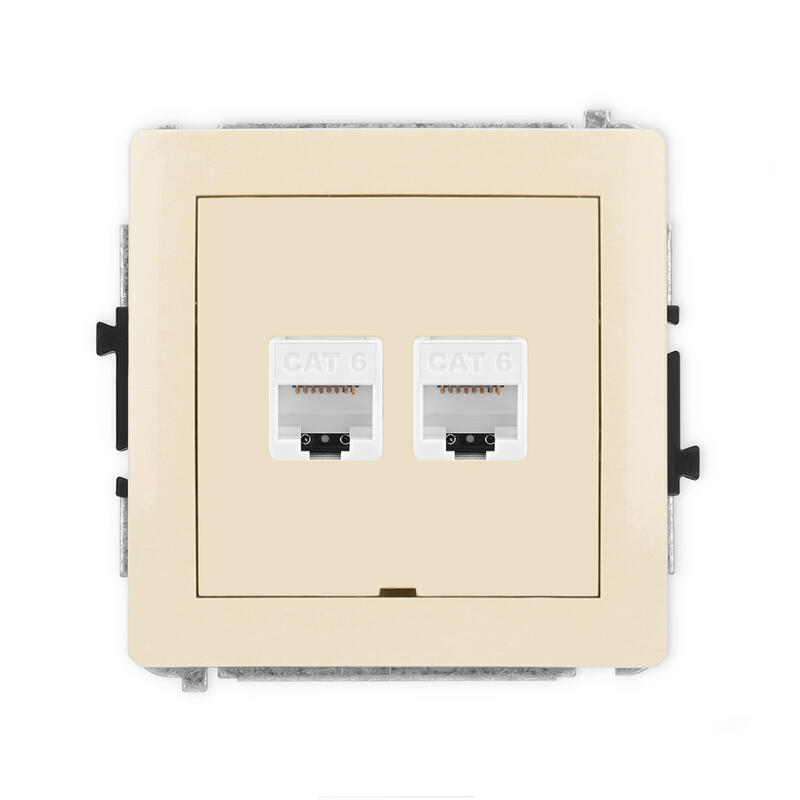 DECO Dubultā datora ligzdas mehānisms 2xRJ45, kat. 6, 8 kontakti, bez apraksta lauka - Image 1