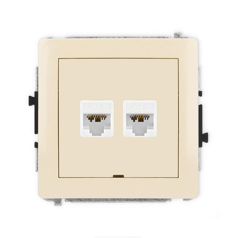 DECO Divkārša datora ligzdas mehānisms 2xRJ45, kat. 6A, 8 kontakti, bez apraksta lauka - Image 1