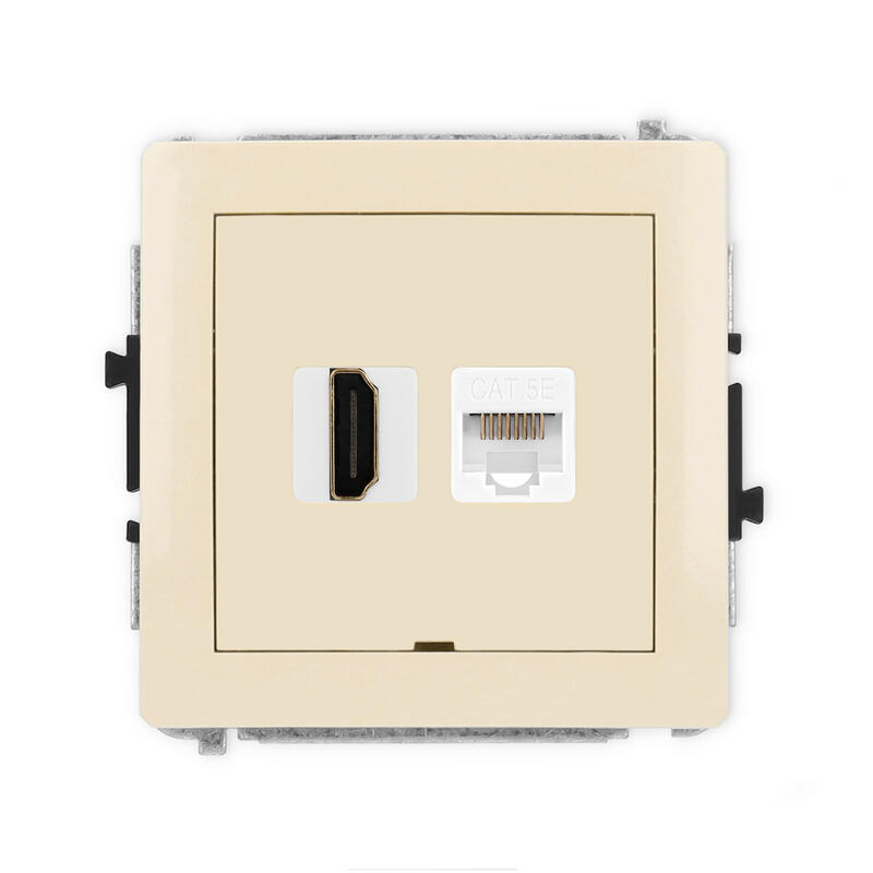 DECO 4K HDMI 2.0 vienas ligzdas mehānisms + vienas datora ligzdas mehānisms 1xRJ45, kat. 5e, 8 kontakti, bez apraksta lauka - Image 1