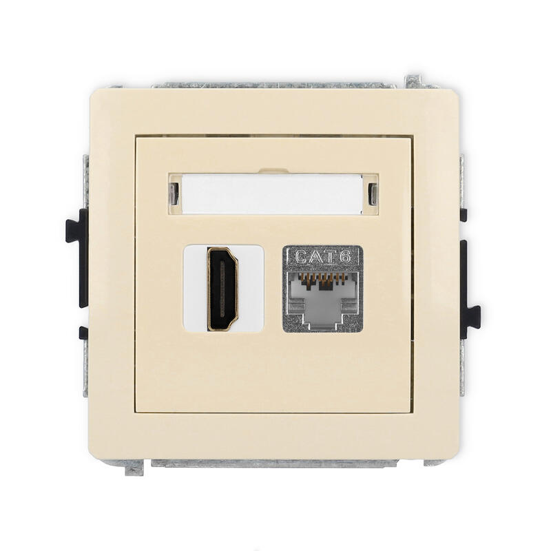 DECO 4K HDMI 2.0 vienas ligzdas mehānisms + vienas datora ligzdas mehānisms 1xRJ45, kat. 6, ekranēts, 8 kontakti - Image 1