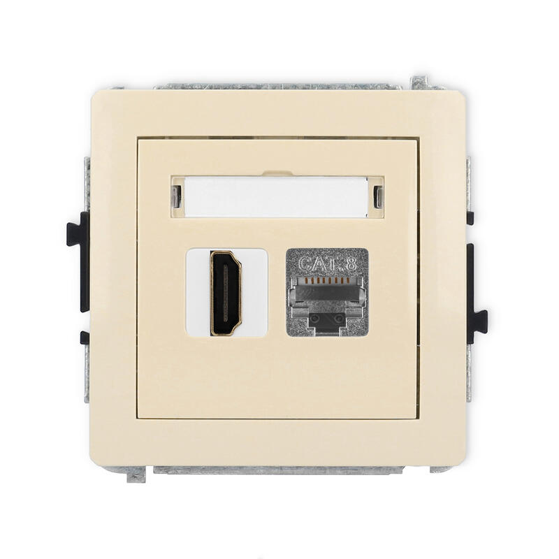 DECO 8K HDMI 2.1 vienas ligzdas mehānisms + vienas datora ligzdas mehānisms 1xRJ45, kat. 8, ekranēts, 8 kontakti - Image 1