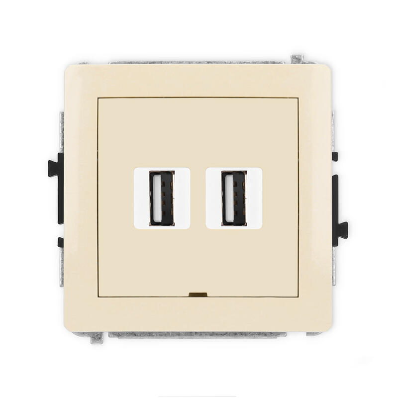 DECO 2xUSB A-A 2.0 dubultās ligzdas mehānisms, bez apraksta lauka - Image 1