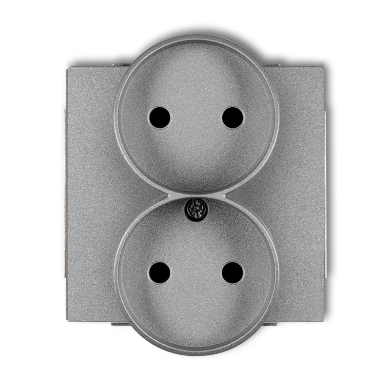 DECO Divkārša kontaktligzda uz rāmja DECO Soft bez 2x2P zemējuma mehānisma (ar paaugstinātu kontakta aizsardzību/aizslēgu) - Image 1