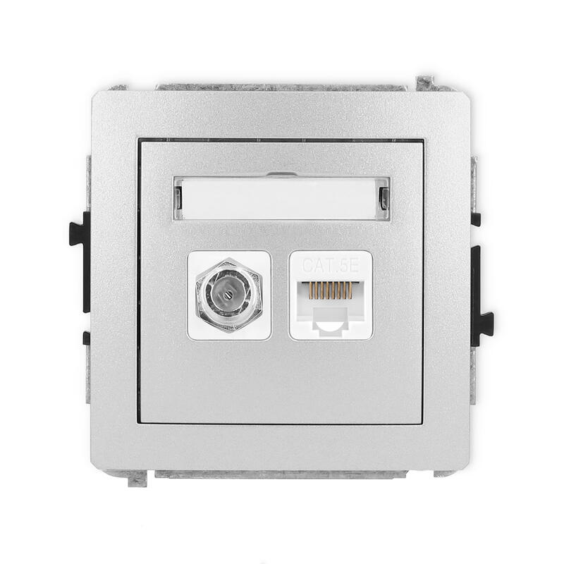 DECO Vienas antenas F tipa ligzda (SAT) + vienas datora ligzdas mehānisms 1xRJ45, kat. 5e, 8 kontakti - Image 1