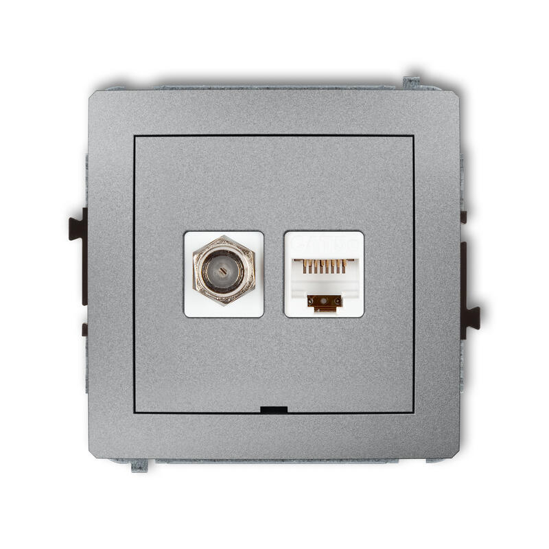 DECO Vienas antenas F tipa ligzda (SAT) + vienas datora ligzdas mehānisms 1xRJ45, kat. 5e, 8 kontakti, bez apraksta lauka - Image 1