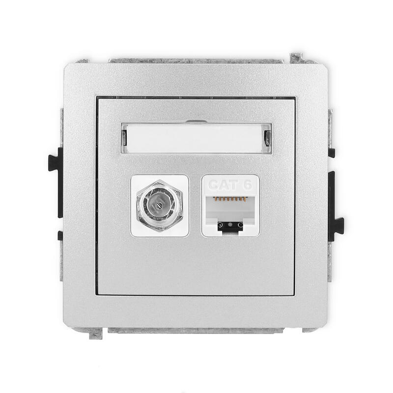 DECO Vienas antenas F tipa ligzda (SAT) + vienas datora ligzdas mehānisms 1xRJ45, kat. 6, 8 kontaktu - Image 1