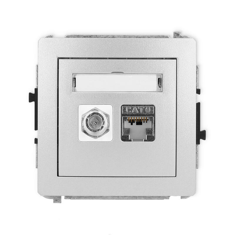 DECO Viena antenas F tipa ligzda (SAT) + viena datora ligzdas mehānisms 1xRJ45, kat. 6, ekranēta, 8 kontaktu - Image 1