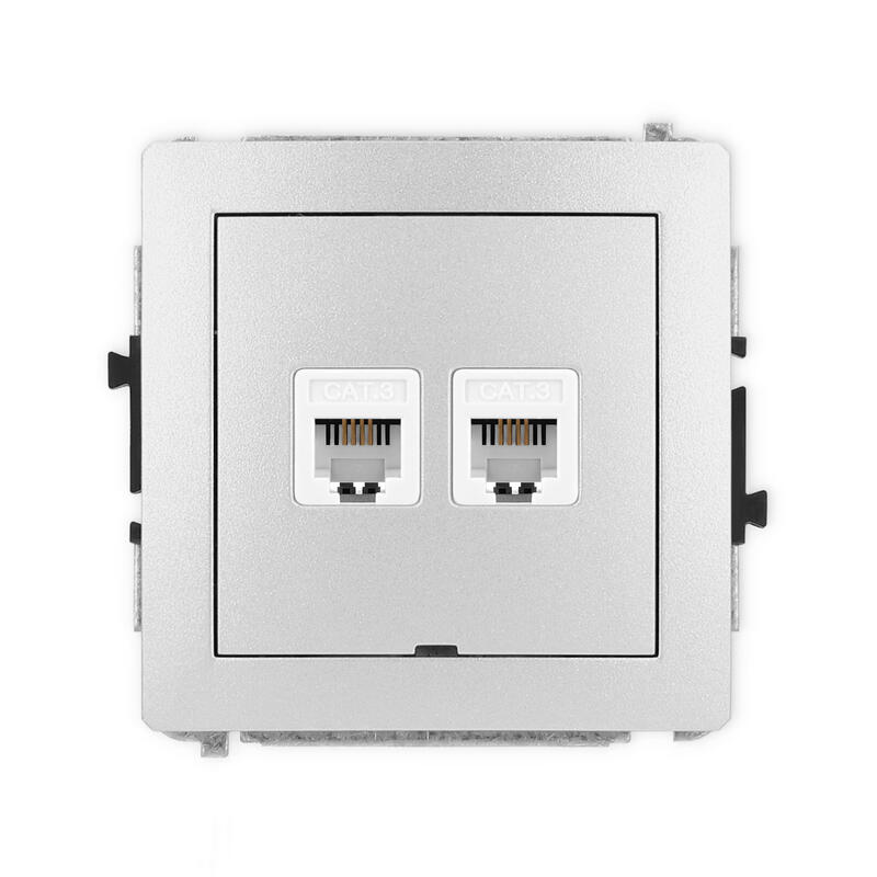 DECO Divkāršas telefona ligzdas mehānisms 2xRJ11, 4 kontaktu, bez instrumentu palīdzības, bez apraksta lauka - Image 1