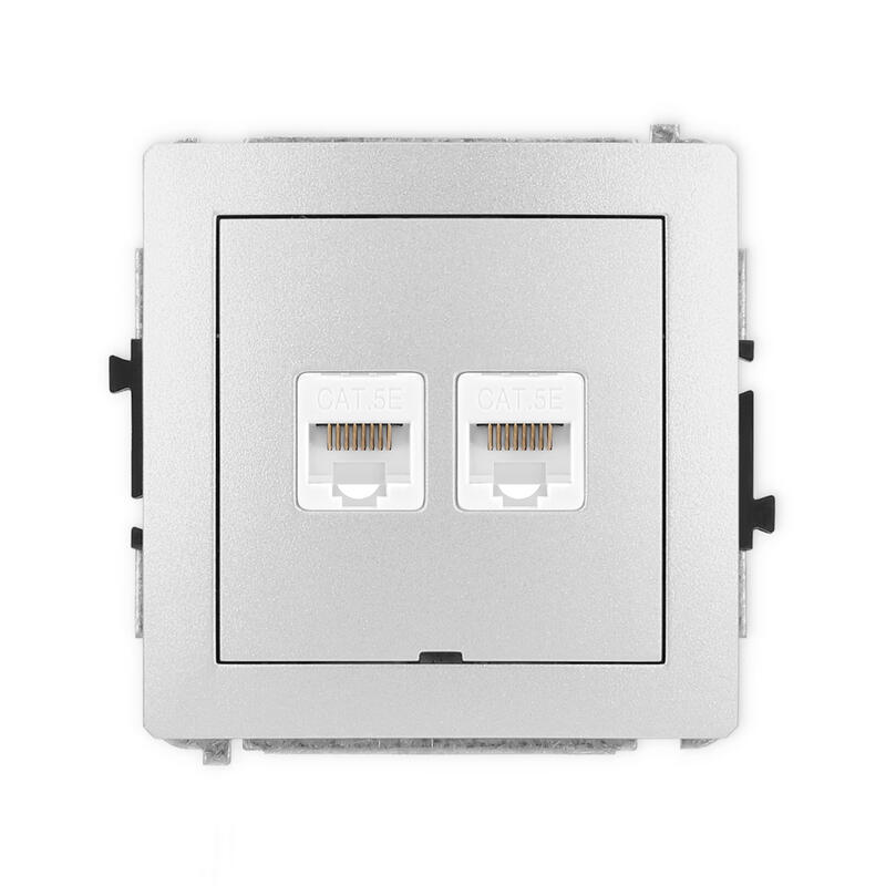 DECO Divkārša datora ligzdas mehānisms 2xRJ45, kat. 5e, 8 kontakti, bez apraksta lauka - Image 1