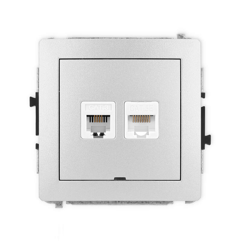 DECO Viena telefona ligzda 1xRJ11, bez instrumentu palīdzības + viena datora ligzdas mehānisms 1xRJ45, kat. 5e, 8 kontakti, bez apraksta lauka - Image 1