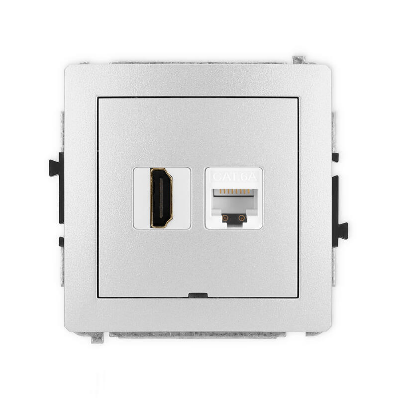 DECO 4K HDMI 2.0 vienas ligzdas mehānisms + vienas datora ligzdas mehānisms 1xRJ45, kat. 6A, 8 kontakti, bez apraksta lauka - Image 1