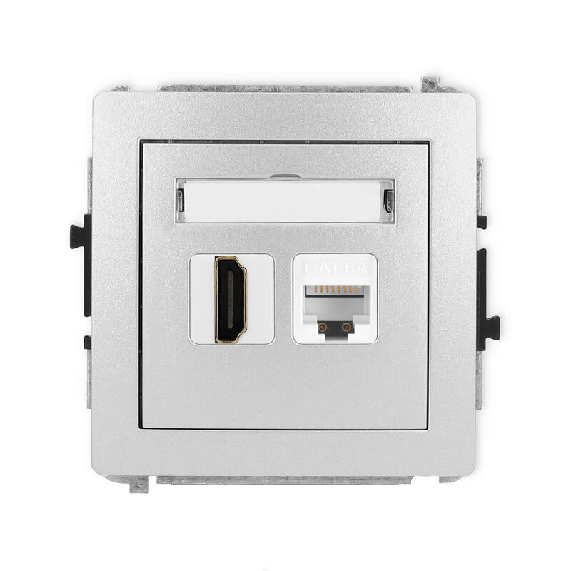 DECO 8K HDMI 2.1 vienas ligzdas mehānisms + vienas datora ligzdas mehānisms 1xRJ45, kat. 6A, 8 kontakti - Image 1