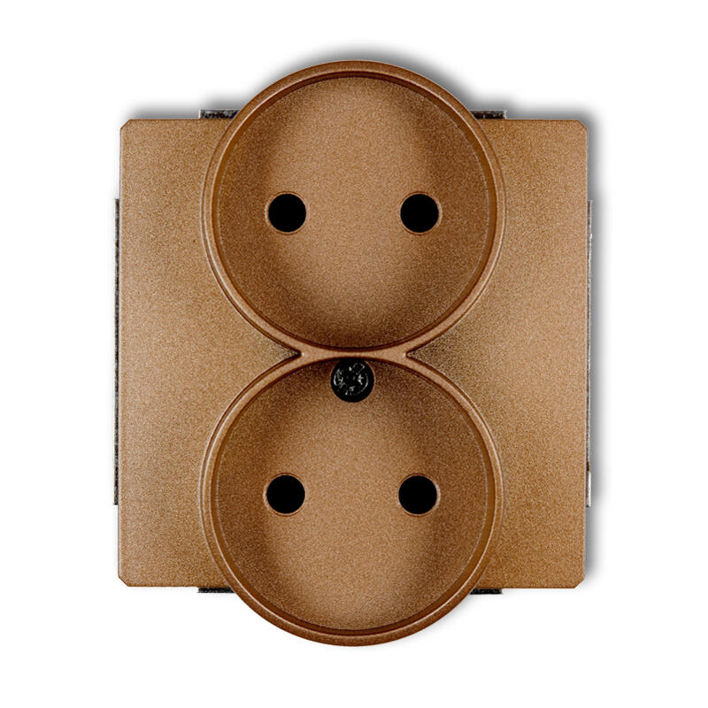 DECO dubultā kontaktligzda rāmim DECO Soft bez 2x2P zemējuma mehānisma (ar paaugstinātu kontakta aizsardzību/aizslēgu) - Image 1