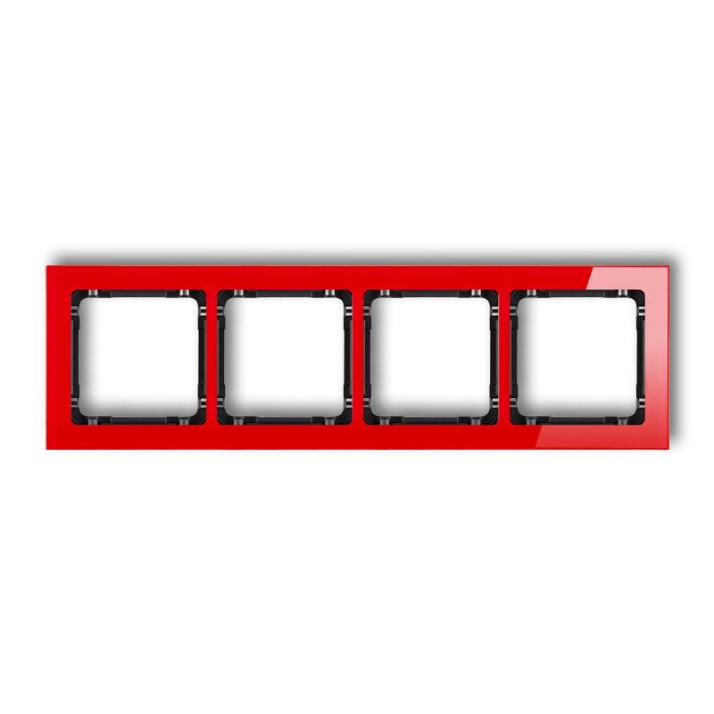 DECO 4-vietīgs universālais rāmis - stikla efekts (rāmis: sarkans; aizmugure: melns) - Image 1