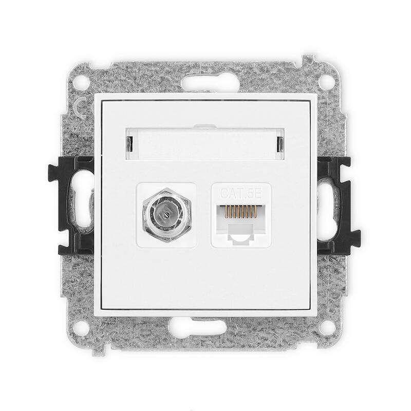 ICON Vienas antenas F tipa ligzda (SAT) + vienas datora ligzdas mehānisms 1xRJ45, 5e kat., 8 kontakti - Image 1