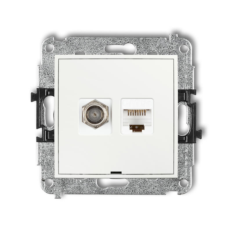 ICON Vienas antenas F tipa ligzda (SAT) + vienas datora ligzdas mehānisms 1xRJ45, 5e kat., 8 kontakti, bez apraksta lauka - Image 1