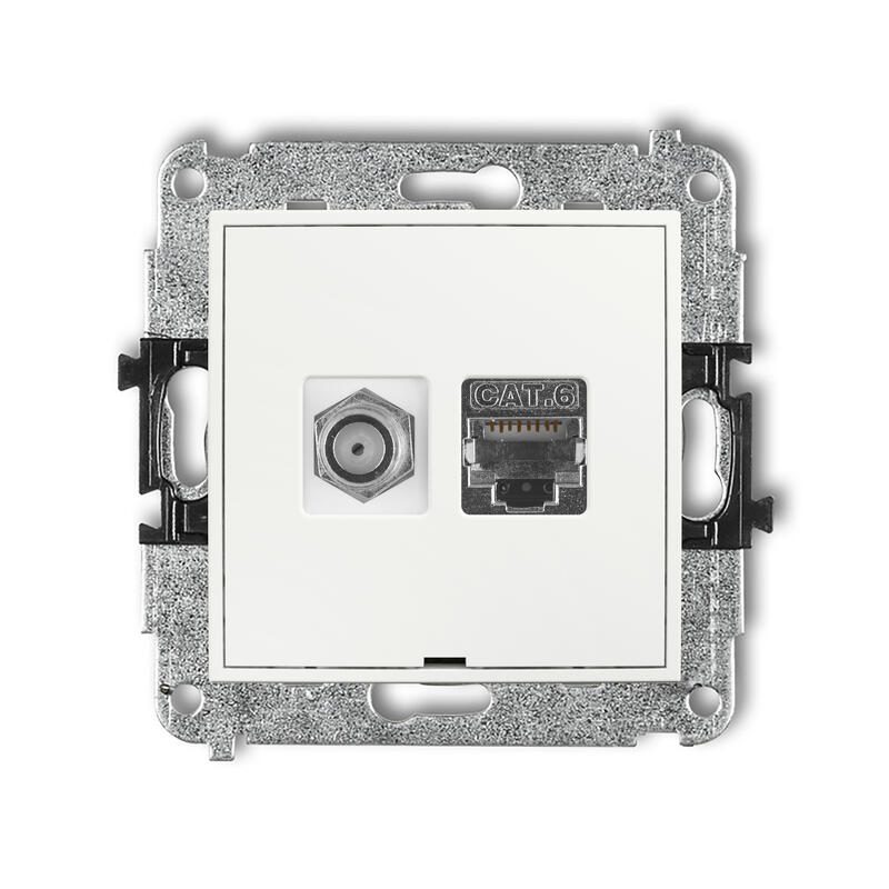 ICON Viena antenas F tipa ligzda (SAT) + viena datora ligzdas mehānisms 1xRJ45, 6. kat., ekranēta, 8 kontakti, bez apraksta lauka - Image 1