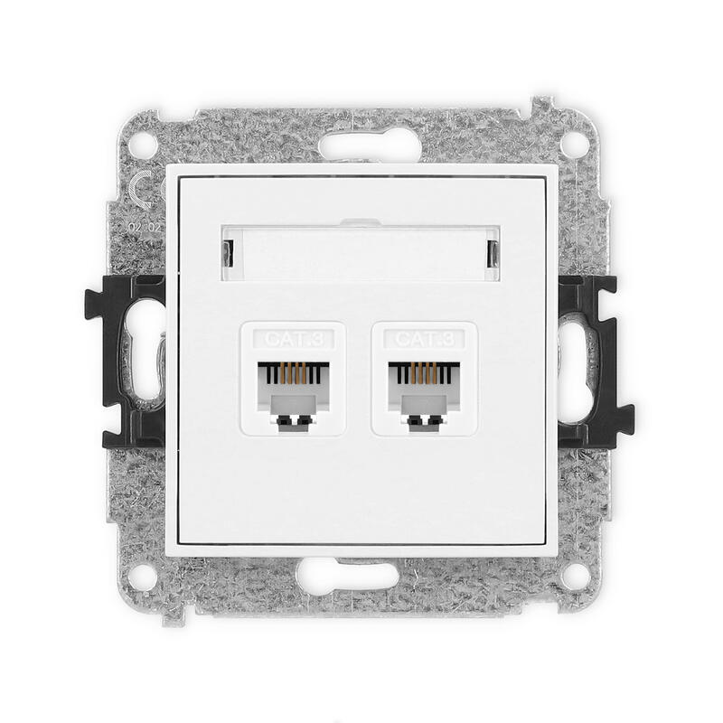 ICON Divkāršas telefona ligzdas mehānisms 2xRJ11, 4 kontakti, bez instrumentu palīdzības - Image 1