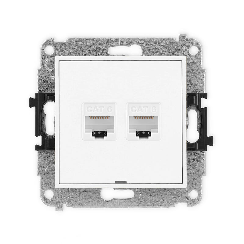 ICON Divkārša datora ligzdas mehānisms 2xRJ45, kat. 6, 8 kontakti, bez apraksta lauka - Image 1
