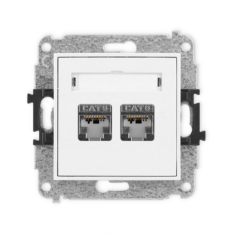 ICON Divkārša datora ligzdas mehānisms 2xRJ45, kat. 6, ekranēts, 8 kontakti - Image 1