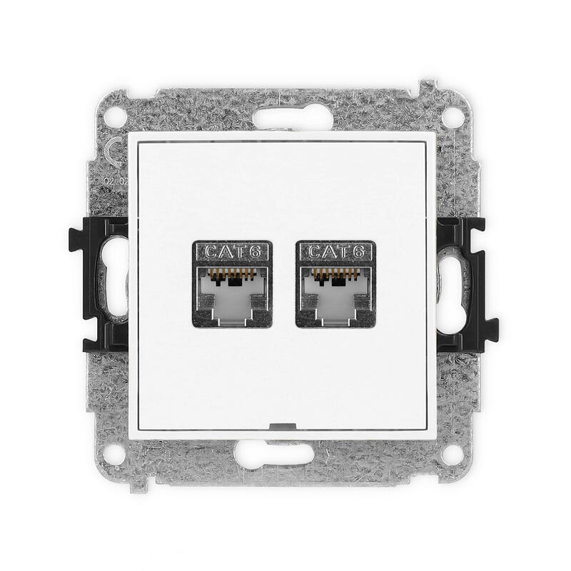 ICON Divkārša datora ligzdas mehānisms 2xRJ45, kat. 6, ekranēts, 8 kontaktu, bez apraksta lauka - Image 1