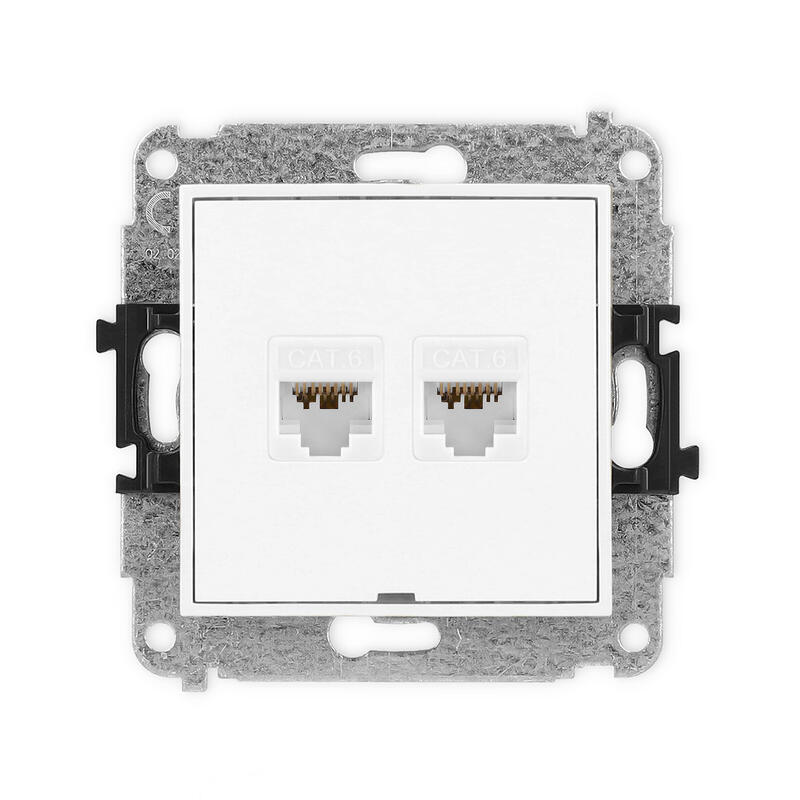 ICON Divkāršs datora ligzdas mehānisms 2xRJ45, kat. 6A, 8 kontaktu, bez apraksta lauka - Image 1