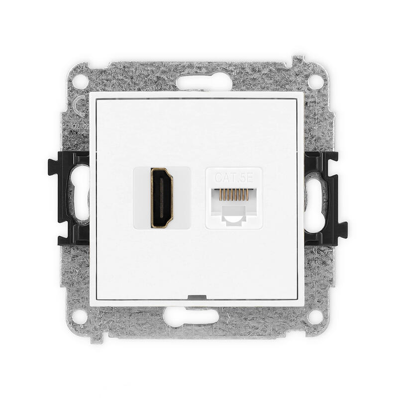 ICON 4K HDMI 2.0 vienas ligzdas mehānisms + vienas datora ligzdas mehānisms 1xRJ45, kat. 5e, 8 kontakti, bez apraksta lauka - Image 1