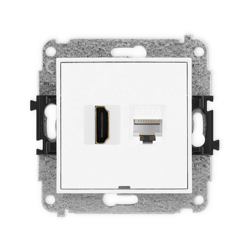 ICON 4K HDMI 2.0 vienas ligzdas mehānisms + vienas datora ligzdas mehānisms 1xRJ45, kat. 6A, 8 kontakti, bez apraksta lauka - Image 1