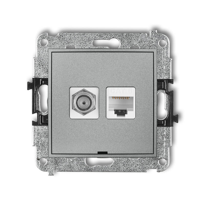 ICON Viena antenas F tipa ligzda (SAT) + viena datora ligzdas mehānisms 1xRJ45, 6. kat., 8 kontakti, bez apraksta lauka - Image 1