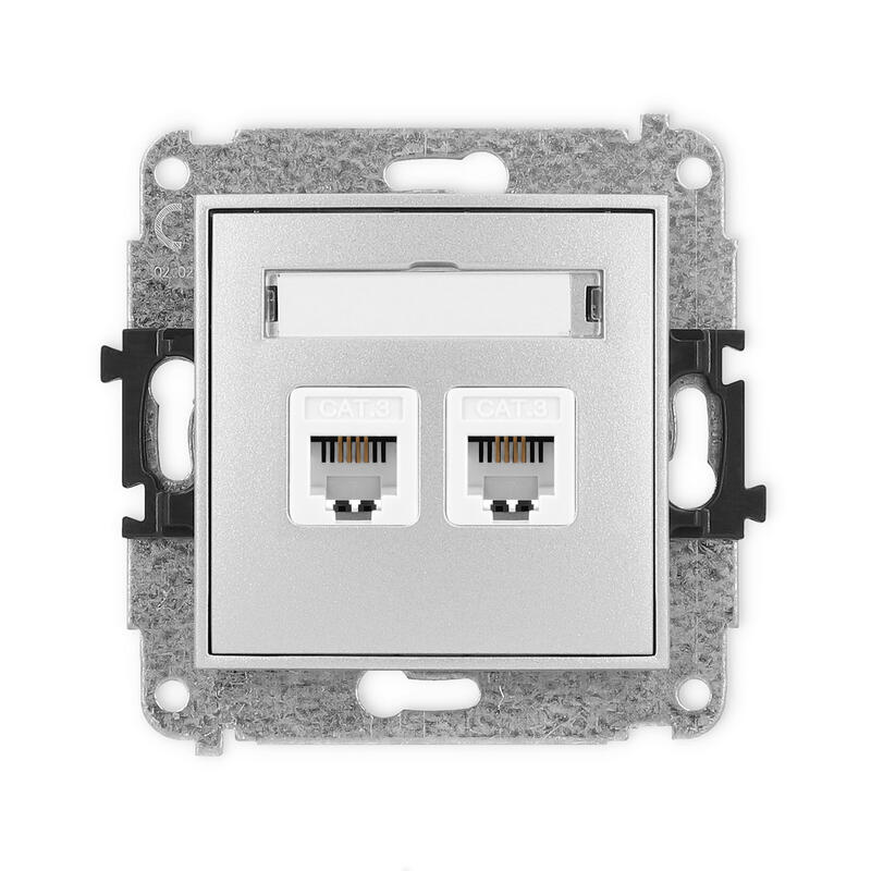 ICON Divkāršas telefona ligzdas mehānisms 2xRJ11, 4 kontakti, bez instrumentu palīdzības - Image 1