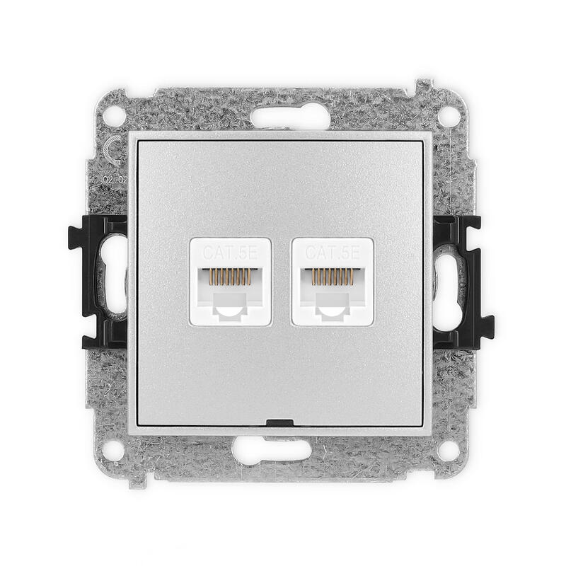 ICON Divkāršs datora ligzdas mehānisms 2xRJ45, 5e kat., 8 kontakti, bez apraksta lauka - Image 1