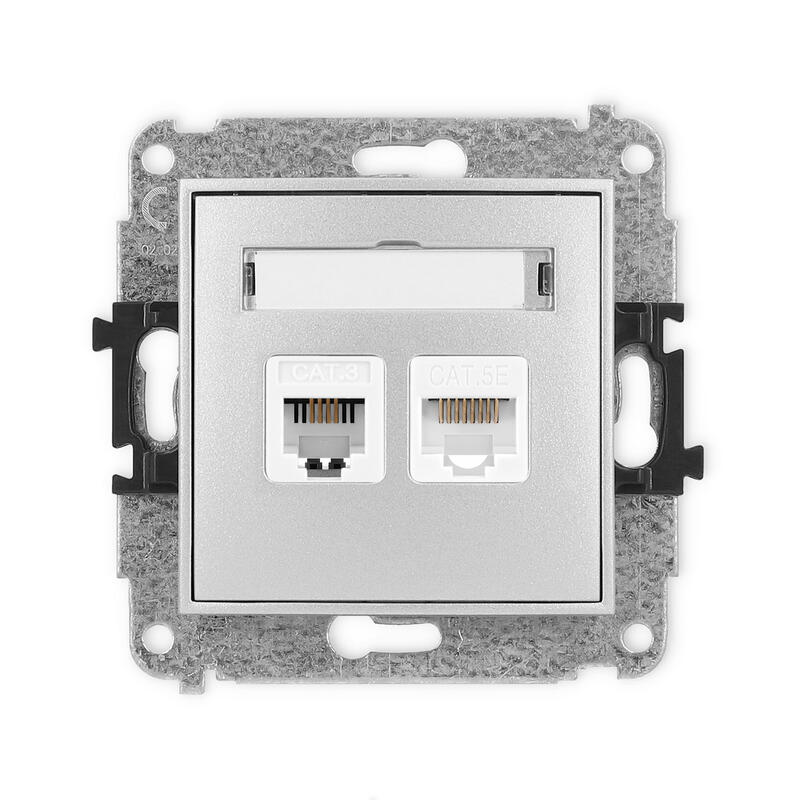 ICON Viena telefona ligzda 1xRJ11, bez instrumentu palīdzības + viena datora ligzdas mehānisms 1xRJ45, kat. 5e, 8 kontakti - Image 1
