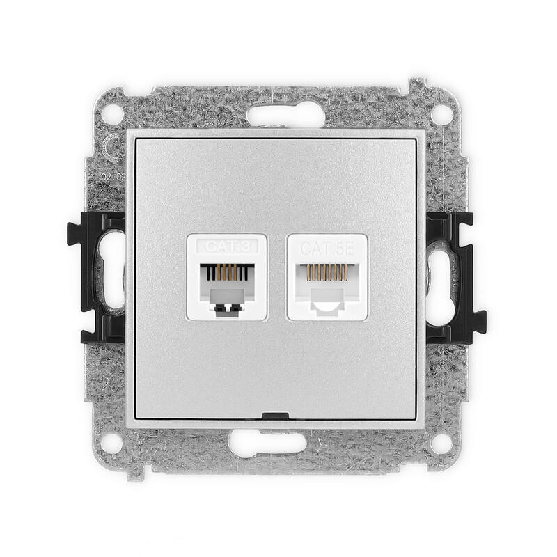 ICON Viena telefona ligzda 1xRJ11, bez instrumentu palīdzības + viena datora ligzdas mehānisms 1xRJ45, kat. 5e, 8 kontakti, bez apraksta lauka - Image 1