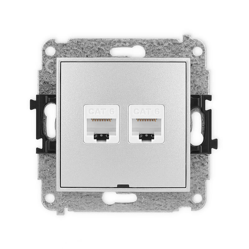 ICON Divkārša datora ligzdas mehānisms 2xRJ45, kat. 6, 8 kontakti, bez apraksta lauka - Image 1