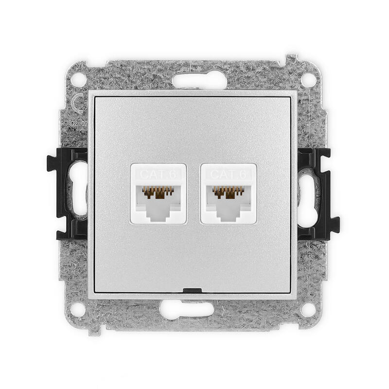 ICON Divkāršas datora ligzdas mehānisms 2xRJ45, kat. 6A, 8 kontaktu, bez apraksta lauka - Image 1