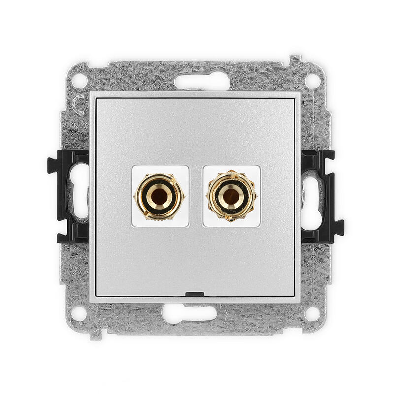 ICON Vienas skaļruņa ligzdas (banāna tipa - sarkana un melna, apzeltīta, 4 mm) mehānisms, bez apraksta lauka - Image 1