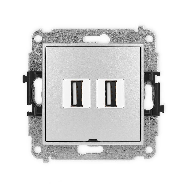 ICON 2xUSB A-A 2.0 dubultās ligzdas mehānisms, bez apraksta lauka - Image 1