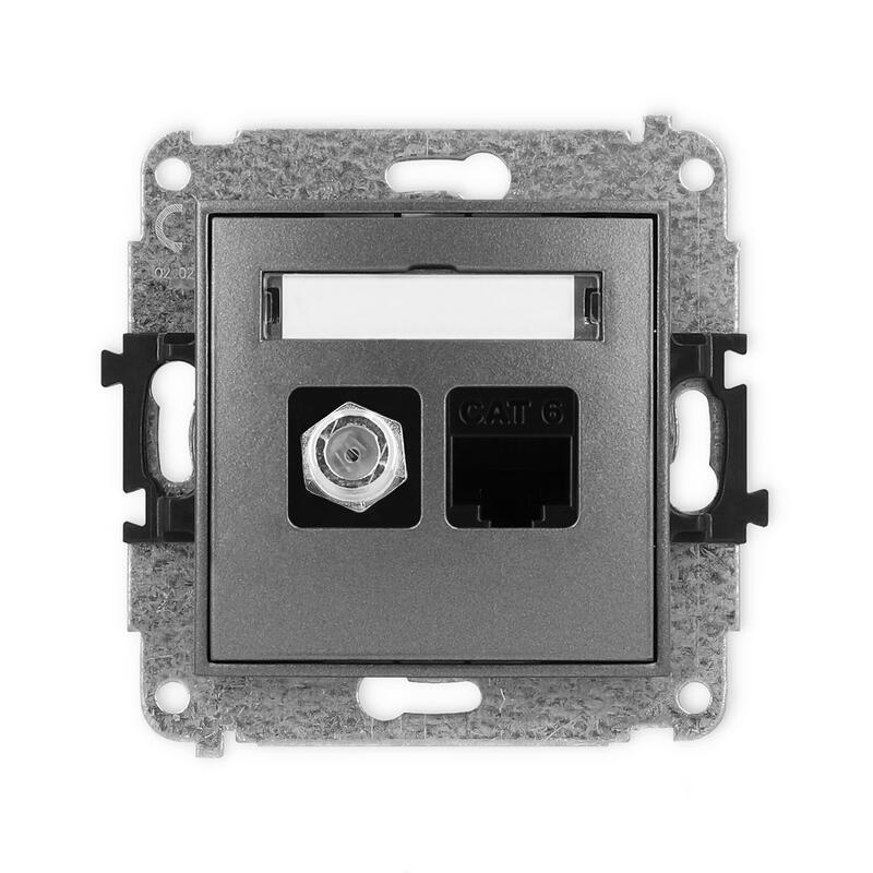 ICON Vienas antenas F tipa ligzda (SAT) + vienas datora ligzdas mehānisms 1xRJ45, 6. kat., 8 kontakti - Image 1