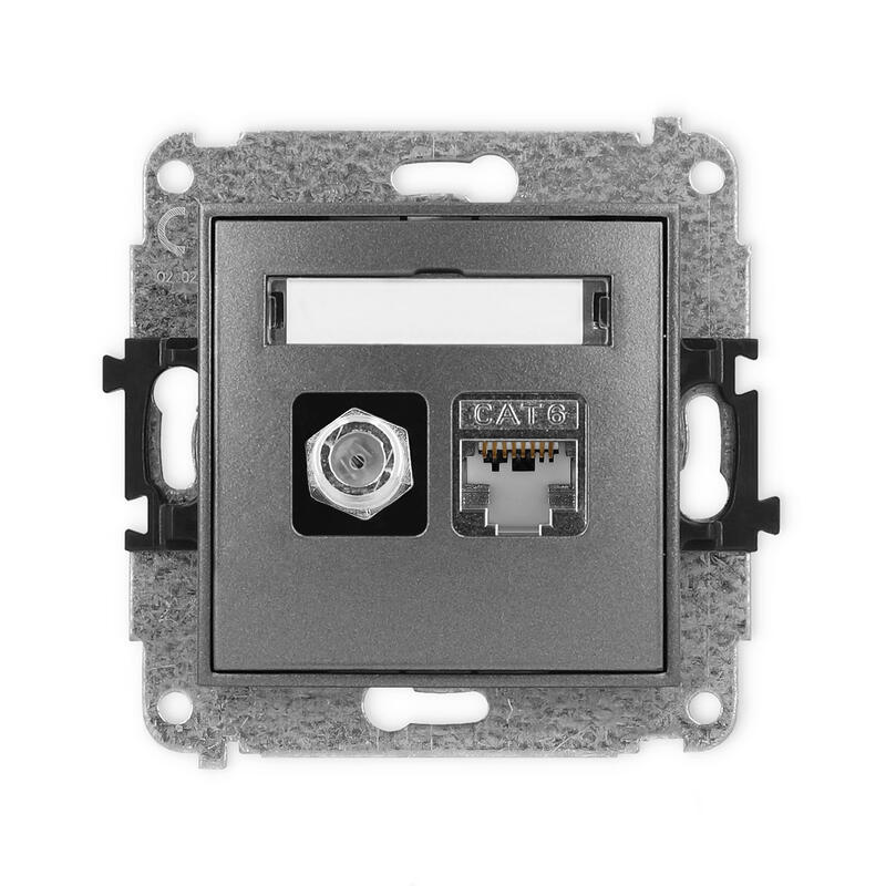 ICON Vienas antenas F tipa ligzda (SAT) + vienas datora ligzdas mehānisms 1xRJ45, 6. kat., ekranēta, 8 kontakti - Image 1