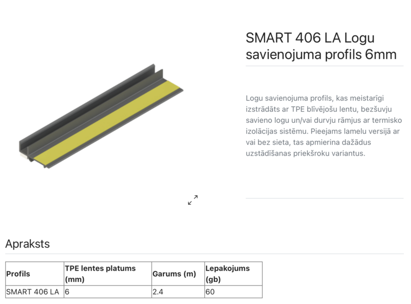 ETIX 406la Loga profils 6 mm bez sieta ar lamellu - Image 2